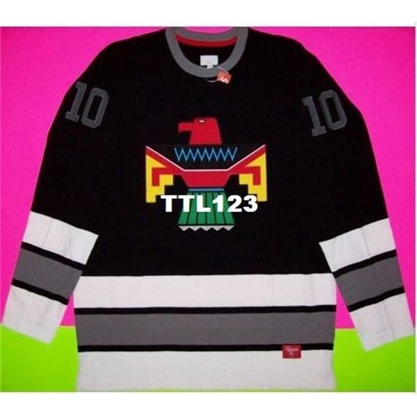 Real Men real Full embroidery Customize T.PREME #10 Hockey Jersey THUNDERBIRD Pullover Hockey Jersey or custom any name or number