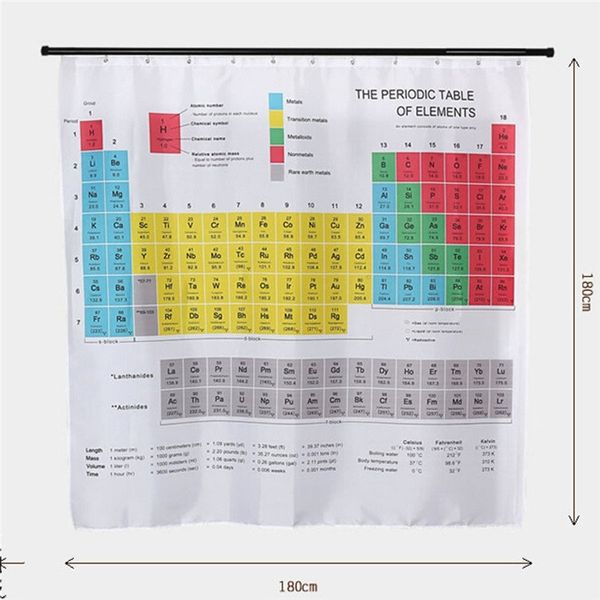 Hot New Periodic Table of Elements Bathroom Curtains Waterproof 3D Print Shower Curtain White Fabric Curtain For The Bath Y200108