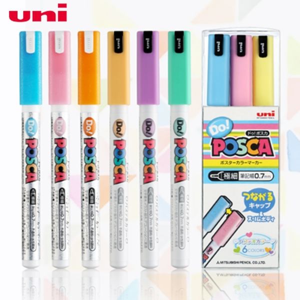 6pcs-set UNI POSCA PC-1MD Very Fine Graffiti Poster Advertising Pen Marker Set 0.7mm Color Watermark Marker Y200709