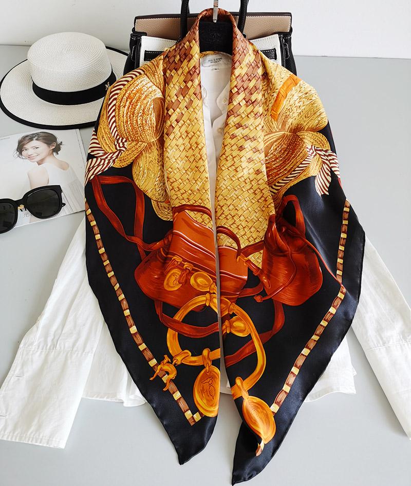 Scarves 100% Pure Silk Satin Square Big Scarf Shawl Wrap Kerchief 43.3&quot;x43.3&quot; WJ069