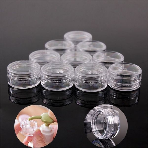 100pcs 2g-3g-5g Empty Plastic Cosmetic Makeup Jar Pots Transparent Sample Bottles Eyeshadow Cream Lip Balm Container Storage Box T200819