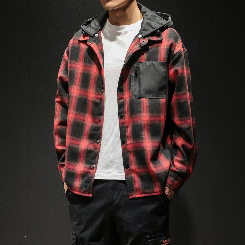 New Janpan Style Casual Cardigan 2021 Spring Autumn Hoodie Plaid Sweatshirt Men&#039;s Fleece Hip Hop Streetwear Clothes Osfl