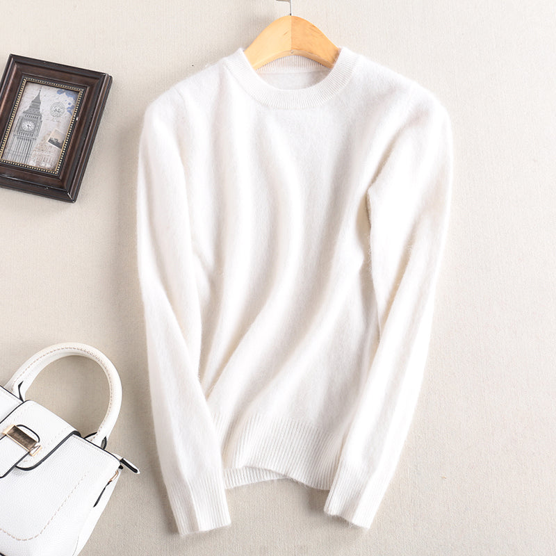 2021 New Women Sweater 100% Pure Mink Cashmere Knitting Soft Pullovers Winter 10colors O-neck Ladies Jumpers Woman Sweaters Clothes Fk5v