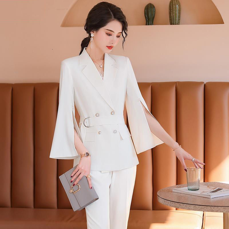 Professional Part Two Female Lady in Office Clothes of Luxury Ladies Suit Smdb