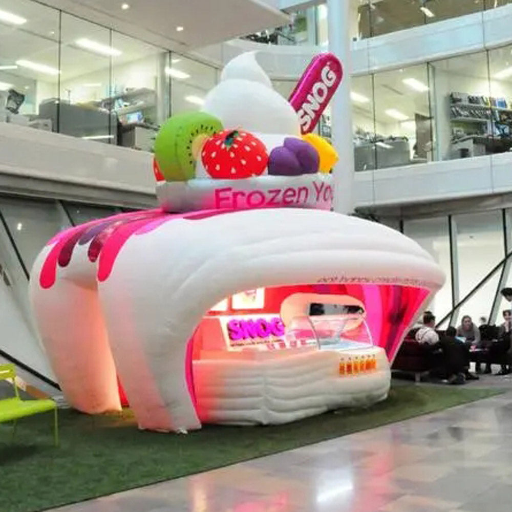 Custom portable fast food and drink inflatable ice cream stand stall station concession tent in unique shape design