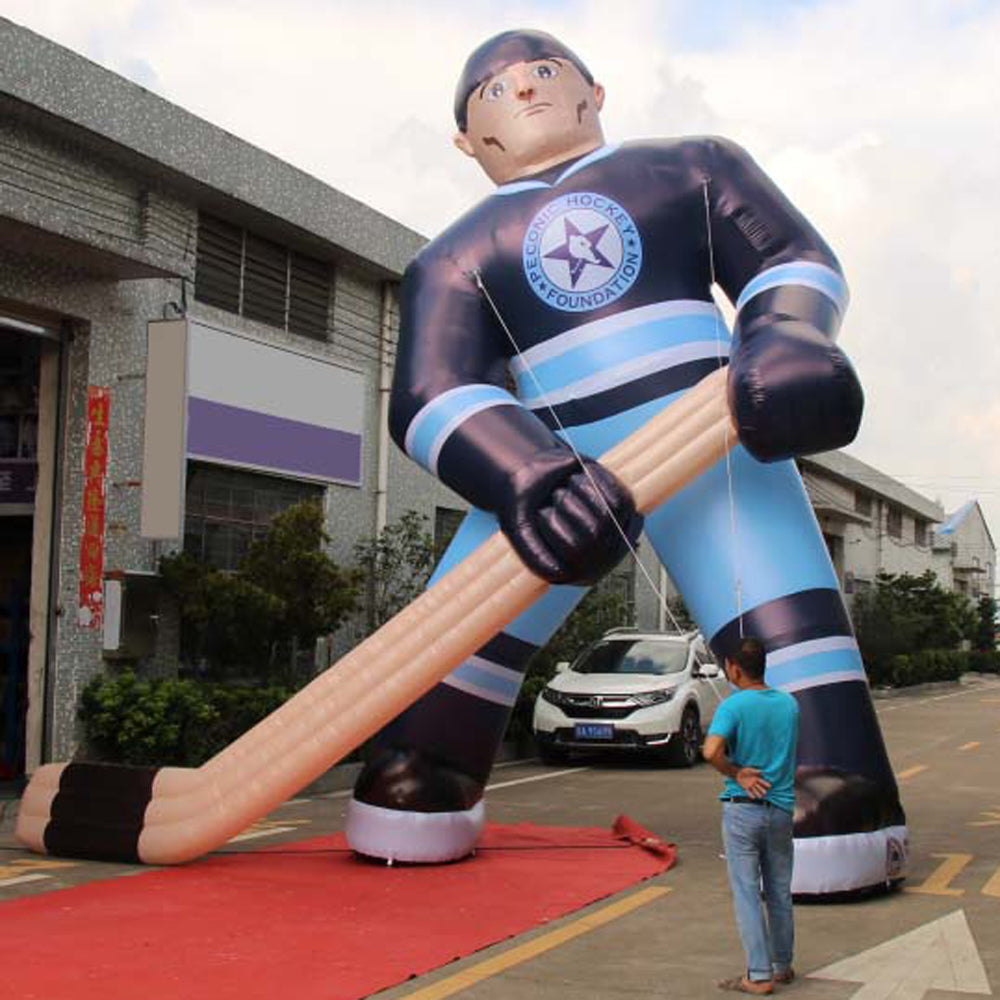 Customized advertising Inflatable hockey player Model Blow Up Sportsman Sculpture For Competition Venue Decoration