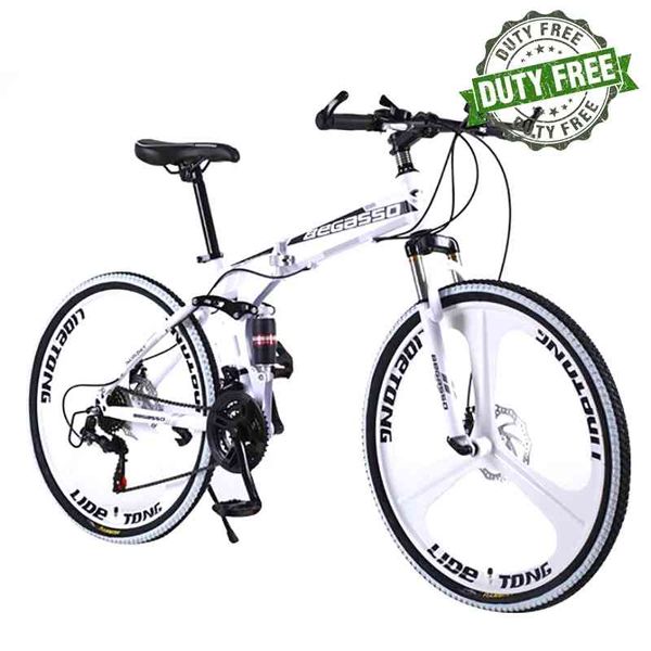 BeGasso Adult Student Foldable Carbon Steel Mountain Bike 26 Inch Wheel Road Bicycle Men Double Disc Brake Racing Frame Ride