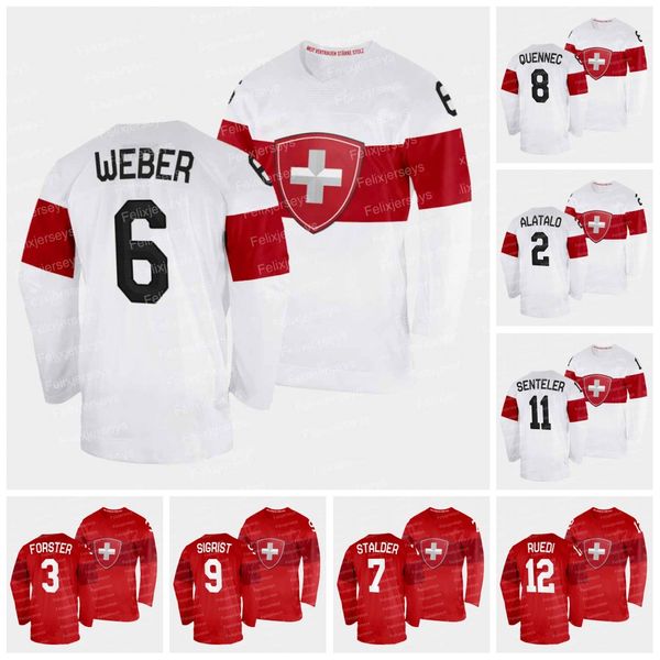 College Hockey Wears Womens Team Switzerland 2022 Winter Hockey Jersey 6 Yannick Weber 7 Lara Stalder 9 Shannon Sigrist 11 Sven Senteler 8 K