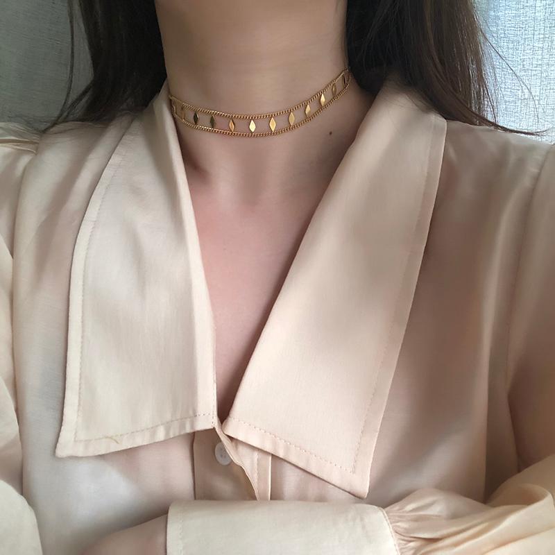 Chokers MODAGIRL High Quality Classic Stainless Steel Gold Diamond Shape Choker Women Daily Jewelry Short Necklace