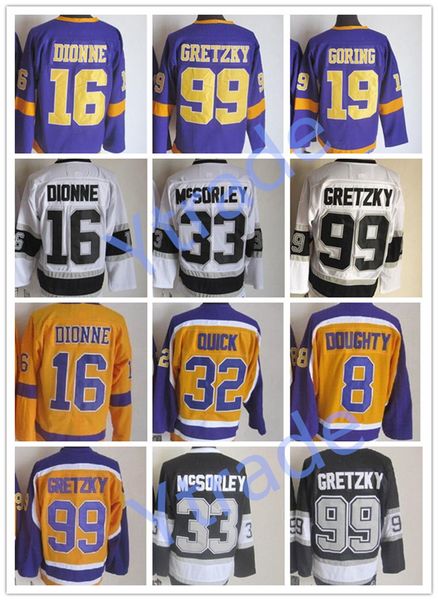Vintage Wayne Gretzky Hockey Jersey CCM Marty McSorley A Patch 32 Kelly Hrudey 19 Butch Goring Marcel Dionne Jonathan Quick 8 Drew Doughty S