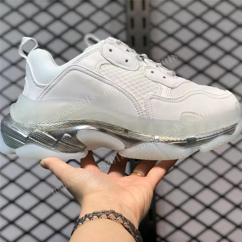 Paris Triple S Casual Shoes Clear Sole Trendy Sports Fashion Bubble Black White Green Men Women Breathable Platform Sports Sneakers Trainers Size 36