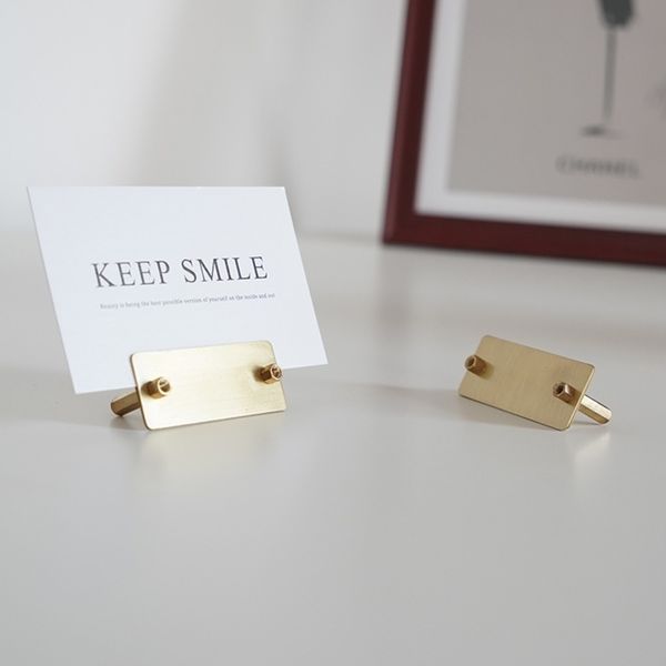 Nordic Style Retro Brass Table Top Metal Price Tags Standee Desk Sign Display Stands Card Menu Clip Holder