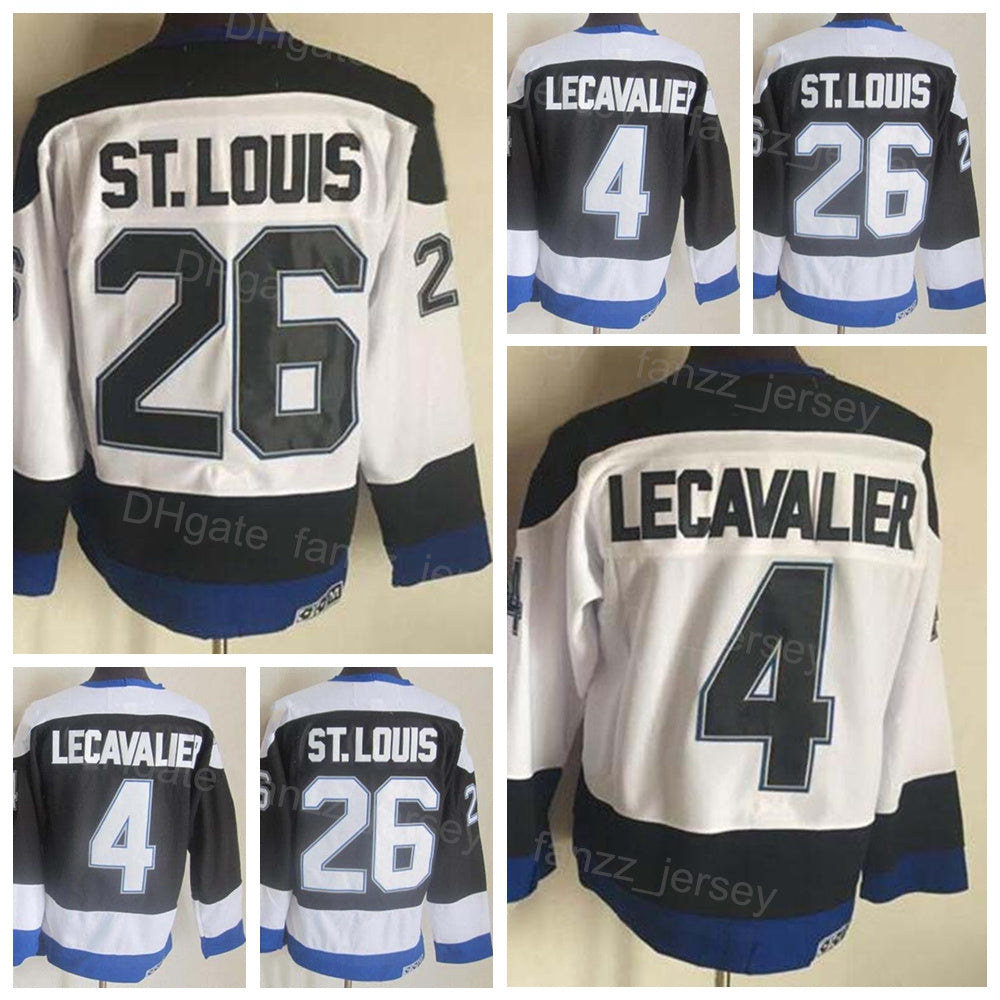 Men Retro Ice Hockey 4 Vincent Lecavalier Vintage Jersey 26 Martin Home Black White Away Embroidery And Stitched Breathable For Sport Fans High Qual