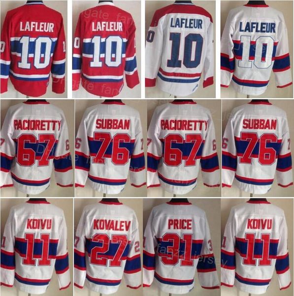 Men Vintage Ice Hockey Retro 11 Brendan Gallagher Jersey 27 Alex Kovalev 31 Carey Price 67 Max Pacioretty 76 PK Subban 10 Guy Lafleur Red Wh