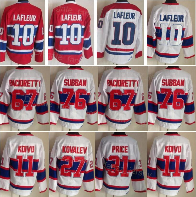 Men Vintage Ice Hockey Retro 11 Brendan Gallagher Jersey 27 Alex Kovalev 31 Carey Price 67 Max Pacioretty 76 PK Subban 10 Guy Lafleur Red White CCM