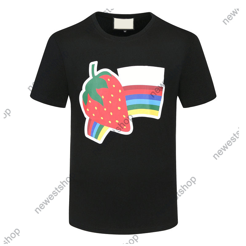 2022 Summer mens t shirts strawberry print tshirts Europe Italy Womens Street Casual cotton rainbow printing t-shirts Designer T shirt