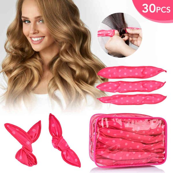 30Pcs Sponge Rollers Flexible Foam Set Heat No Damage Curlers Sleeping Soft Wave Curling Women Hair Styling Tools