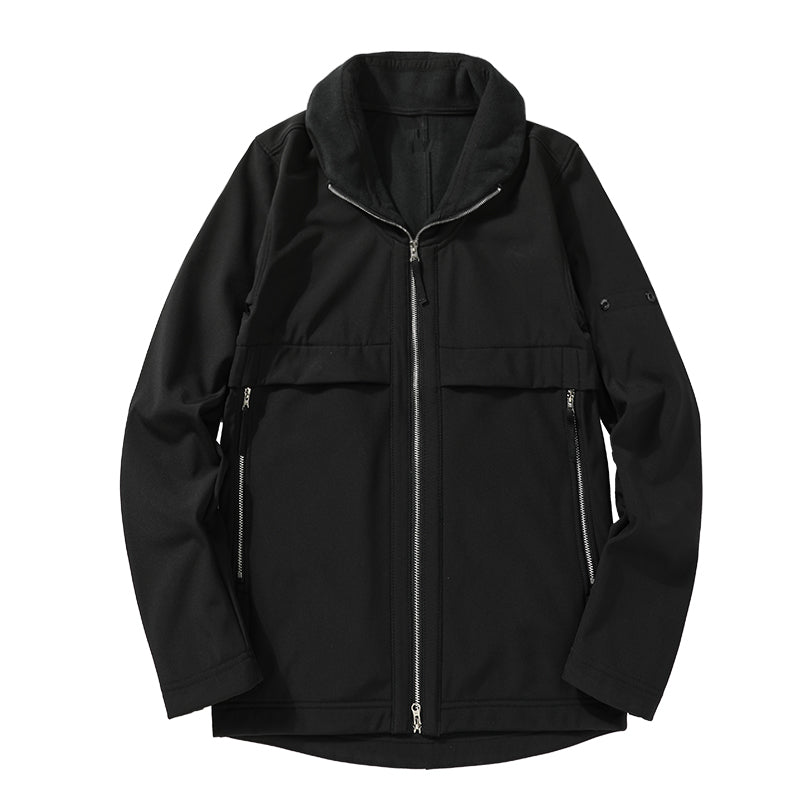 brand Outerwear Autumn style imported fabric lapel soft fashion jacket thickened Plush mens Zipper Overcoat European and American trends