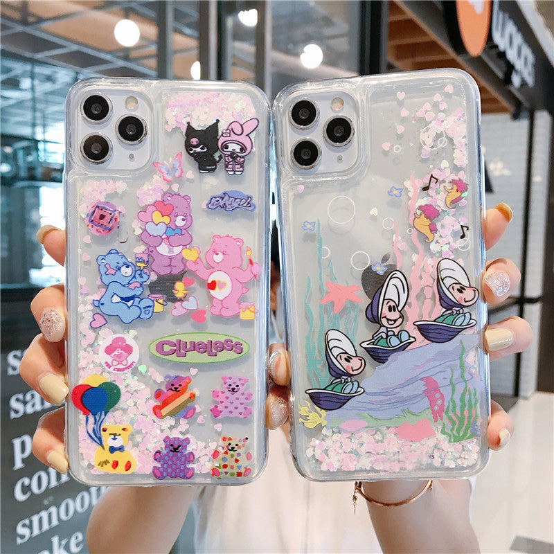 Fashion lovely pretty movie cartoon character glittering flow sequins sand phone case for iphone 12 11 pro X XS max XR 6 7 8 plus