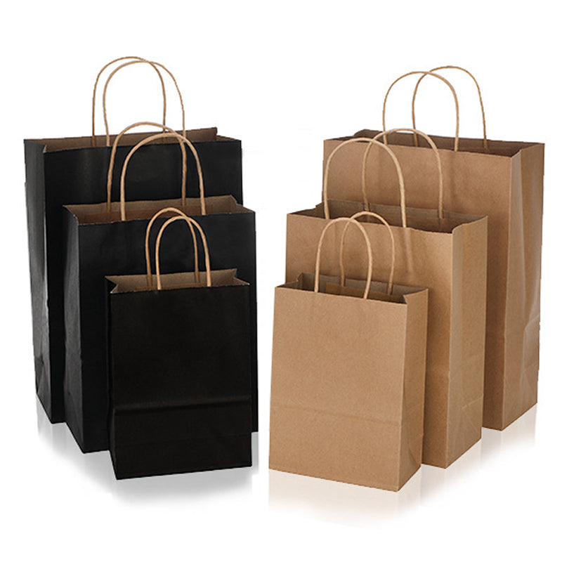 Gift Bags with Handles Black and Brown Recyclable Kraft Paper Gift Packaging Box 10Pcs-lot Christmas Gifts Packing Bag