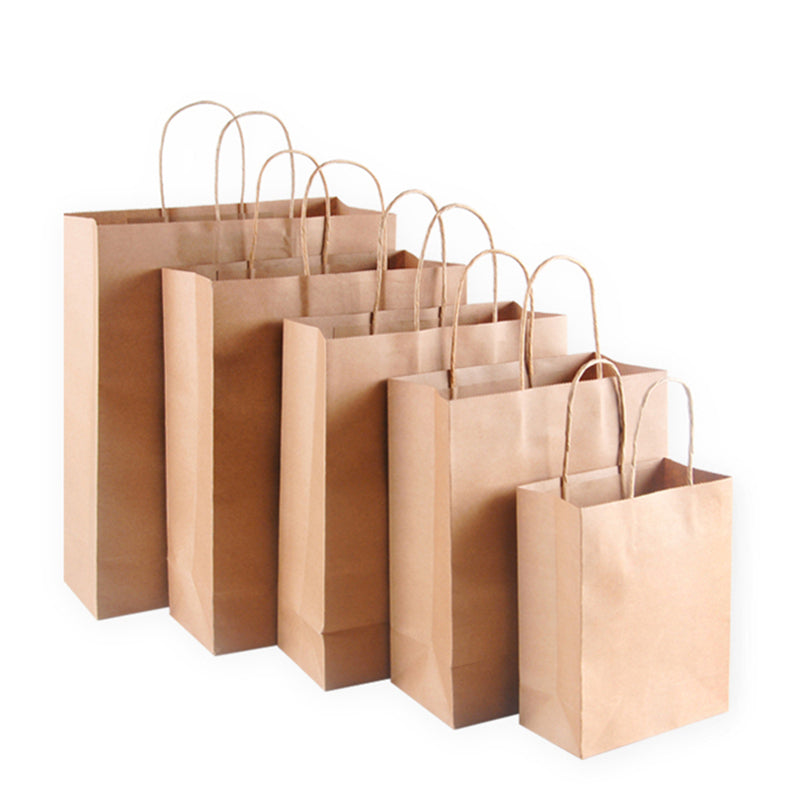 Kraft Paper Bag with Handles 10pcs Solid Color Gift Packing Bags for Store Clothes Wedding Christmas Party Supplies Handbags