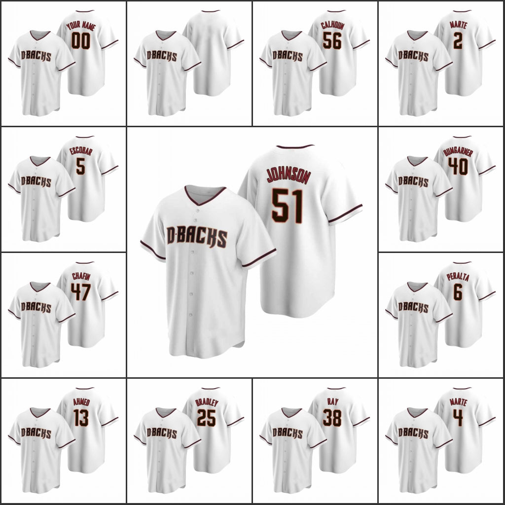 Arizona&#13;Diamondbacks #38 Robbie Ray 13 Nick Ahmed 4 Ketel Marte 56 Kole Calhoun Men Women Youth White Custom&#13;Replica&#13;Home Jersey