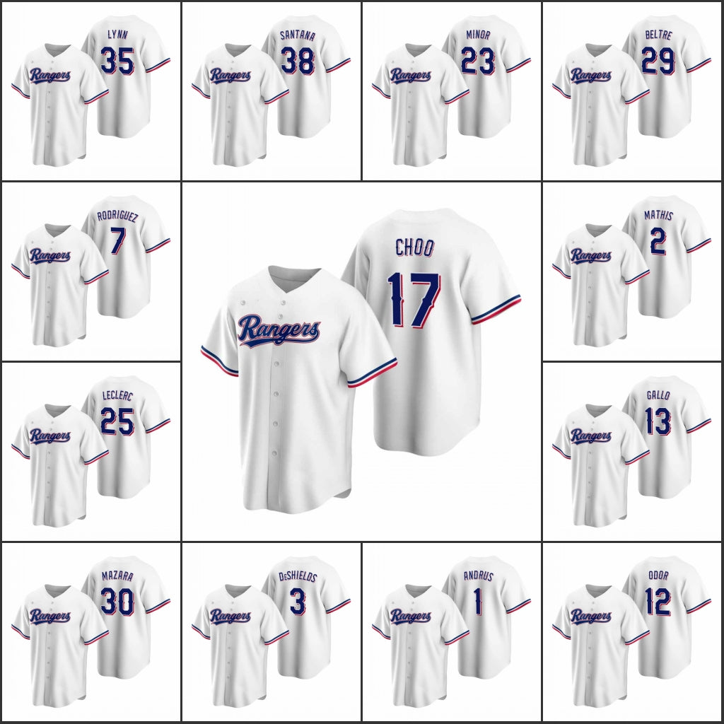 Texas&#13;Rangers #12 Rougned Odor 17 Shin-Soo Choo 29 Adrian Beltre Men Women Youth Custom White&#13;Replica&#13;Home Jersey
