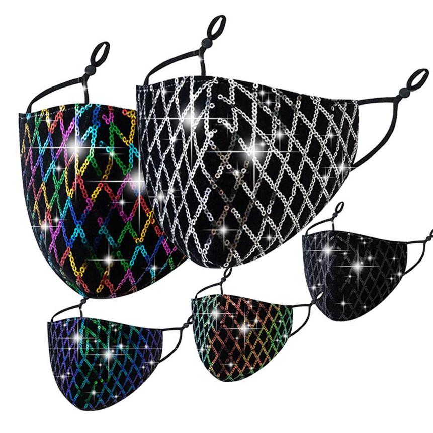 fashion face mask designer face masks bling Rhinestone Diamond faceMask Sequin Decoration Christmas Dustproof Breathable Mask in stock