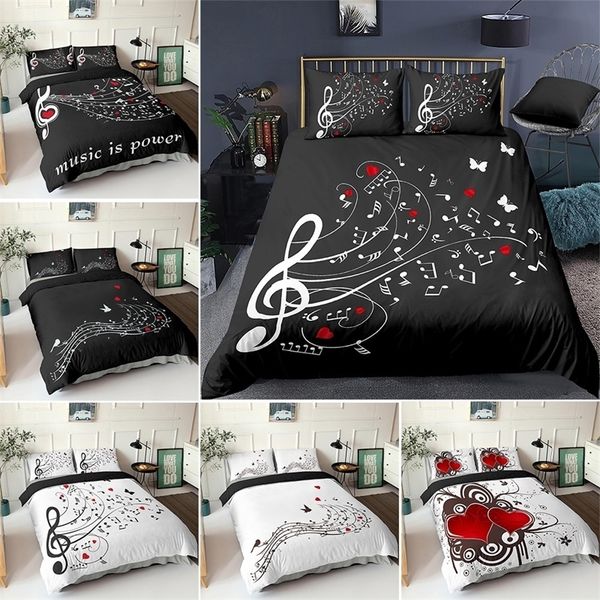 3D Digital Duvet Music Note Printed Beating Comforter Cover Kids Adult Bedding Set for Winter US-EU-AU Size 201120