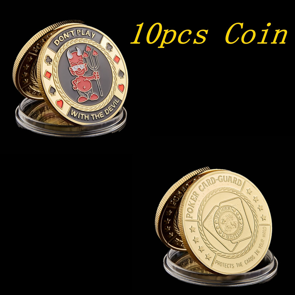 10pcs Token Poker Chip Craft Don&#039;t Play with The Devil&quot; Casino Gold Plated Challenge Coin