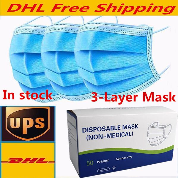 Free shipping Disposable Face Masks Thick 3-Layer Masks with Earloops for Salon Home Use Comfortable Mask Super fast delivery