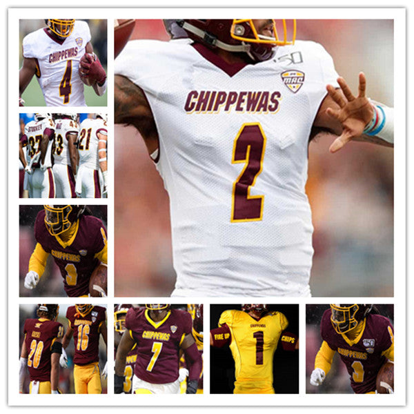 Custom College Football Michigan Chippewas CMU Jersey Kalil Pimpleton Lew Nichols III Daniel Richardson Lewis JaCorey Sullivan Devonni Reed Man