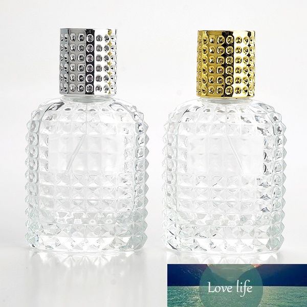 30ml 50ML Transparent Glass Perfume Bottle With Aluminum Atomizer Empty Cosmetic Case For Travel