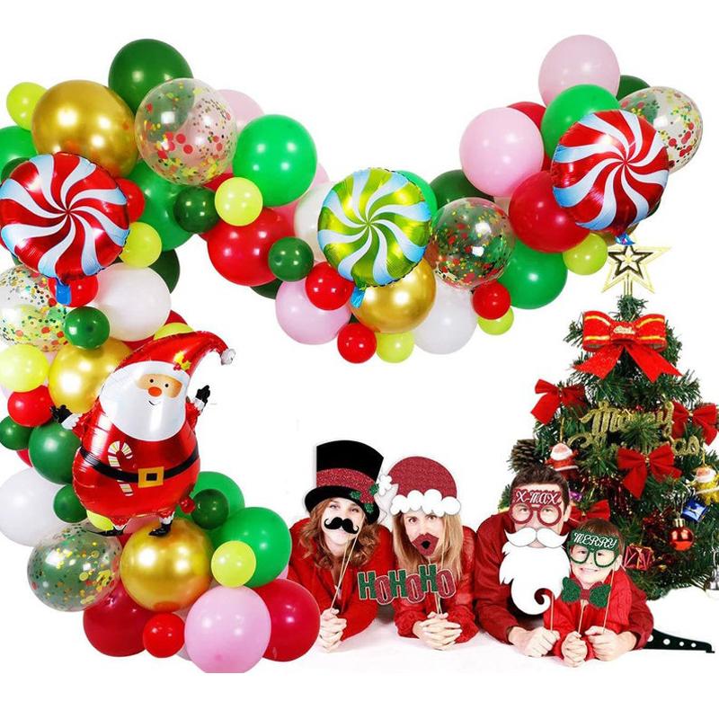 98Pcs-set Christmas Balloon Arch Kit Garland Santa Claus Party Candy Balloon Arch Christmas Decorations 2021 New Year Supplies
