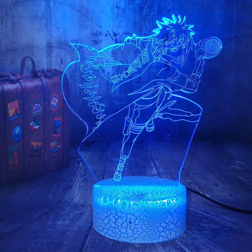 Naruto Anime Namikaze Minato 3D Night Light Acrylic Crackle White LED Desk Lamp Kids Toys Bedroom Decor Birthday Christmas Gifts