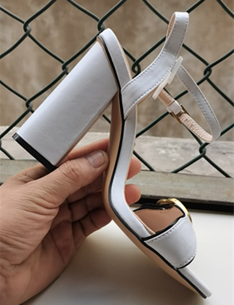 office Narrow Band Ankle Strap Real leather bottom women shoes High heeled sandals women designer Office slides sandalias 42