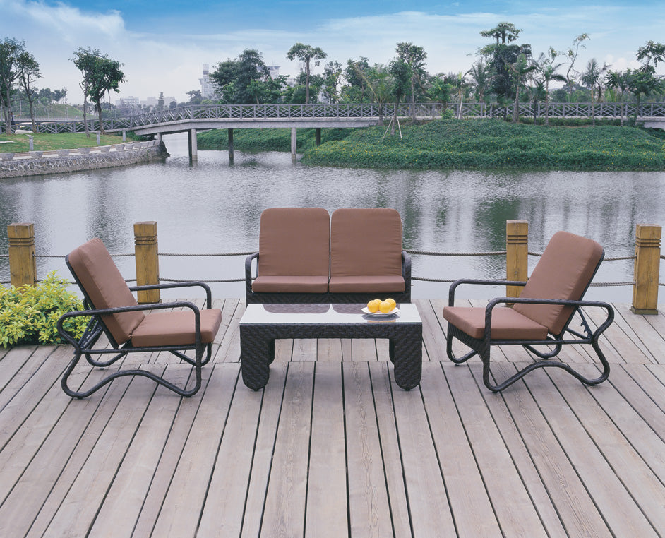 Outdoor table and chair set two kinds of chairs