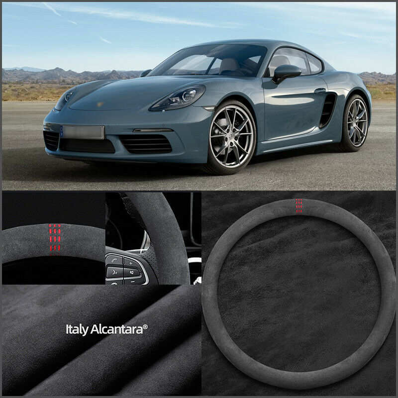 O Shape Non-slip Black Alcantara Suede Car Steering Wheel Cover For Porsche 718