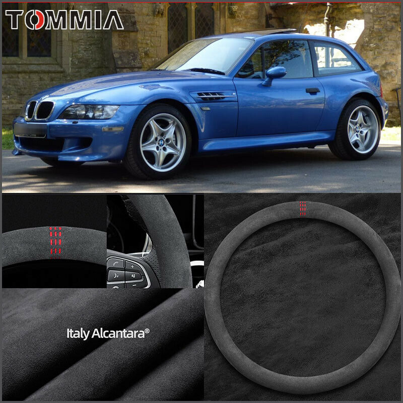 O Type 15&quot; Non-slip Black Alcantara Suede Car Steering Wheel Cover For BMW Z3