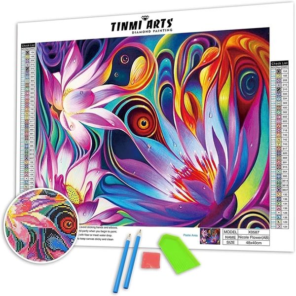 5D Diamond Painting Full Round AB Drills DIY Cross Stitch Pattern Rhinestone Embroidery Kits Arts Wall Sticker Dazzling Flower 201112