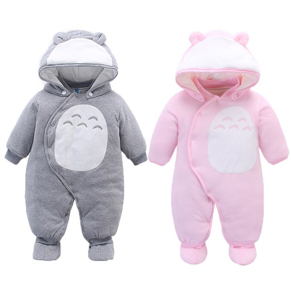 Newborn Baby Totoro Romper Japanese Anime Infant Cotton Boy Girl Hooded One-Piece Thick Clothes Winter Bebe Outfits 201023