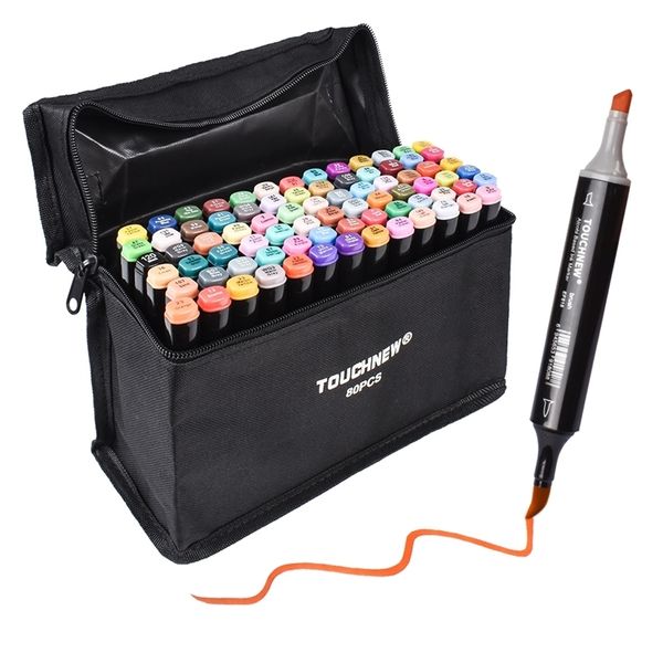 Touchnew Marker Pen Set Soft Brush Markers Dual Tips 60-80 Color Animation for Art Lovers Manga Drawing Sketching Art Supplies 201211