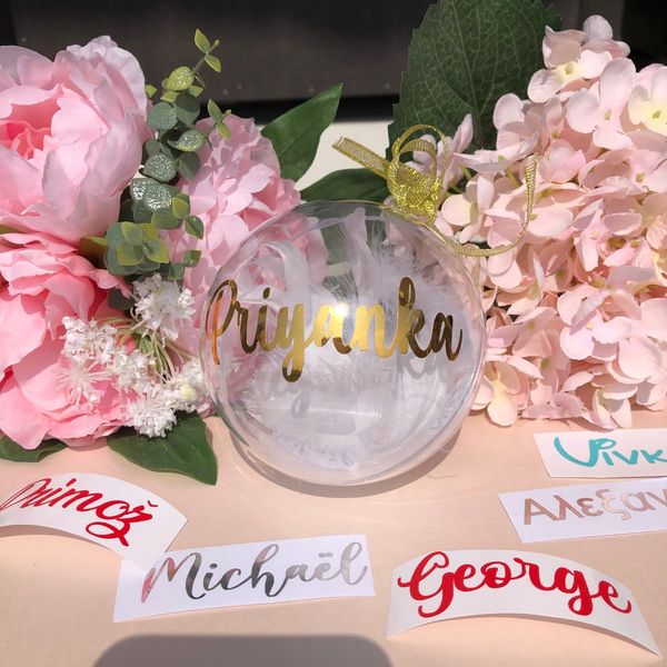 Personalised Name Word Vinyl Decal Sticker for Christmas Bauble Xmas Ball ( balls not include) LJ201128