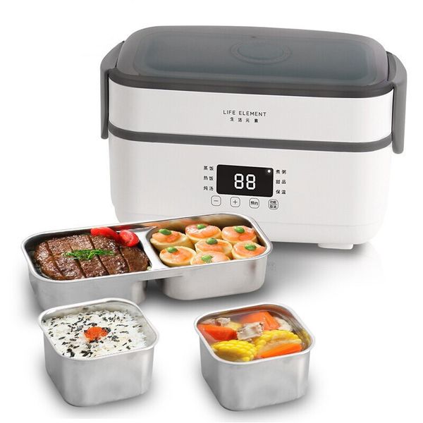 Double-layer Electric Lunch Box Small Rice Cooker Automatic Heating Timing Insulation Mini Office Worker Double-layer Cooking T200710