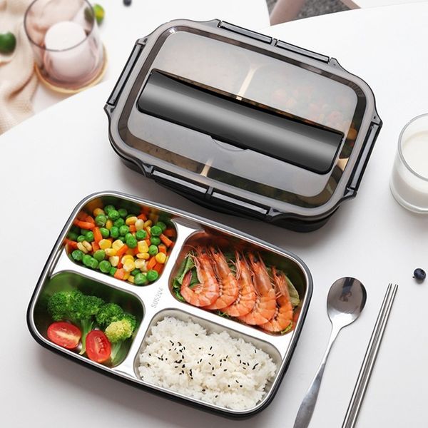 Food Container Lunch Box Stainless Steel Portable Picnic Office School Food Container with Compartments Thermal Bento Box T200710