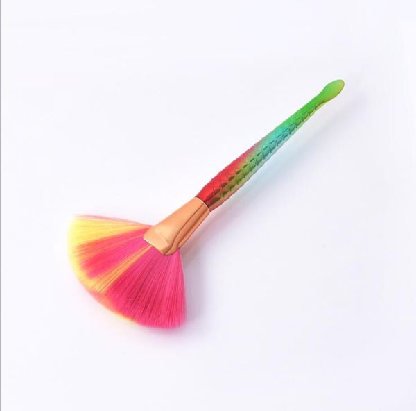Single makeup brusher blusher large fan-shaped brush colorful mermaid makeup tool