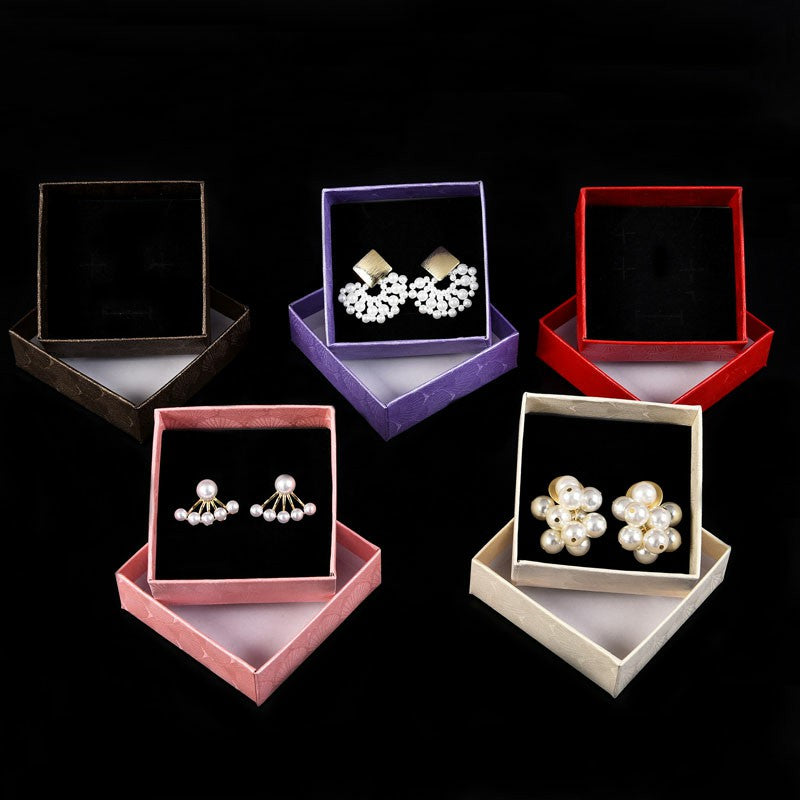 New Styles Color Pearlescent Paper Jewelry Packaging Box Necklace Ring Box Customized Bracelet Customized Factory Direct Sales