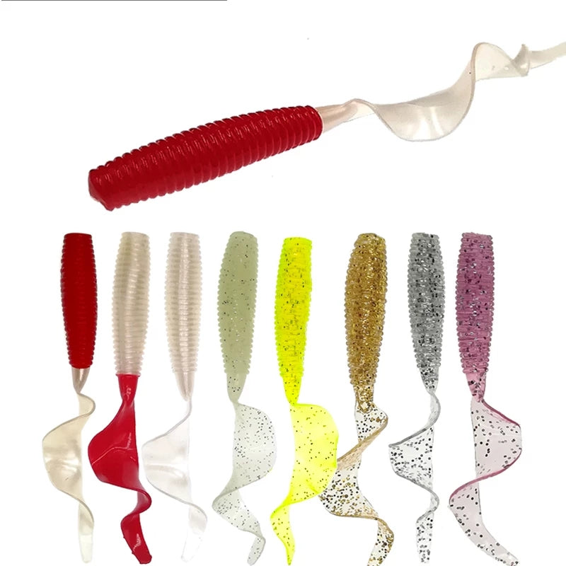 10Pcs-lot Fishing Lure soft bait 55-65-75-85mm Worms Artificial Silicone Baits with Salt Smell Carp Bass Pesca Fishing Takcle