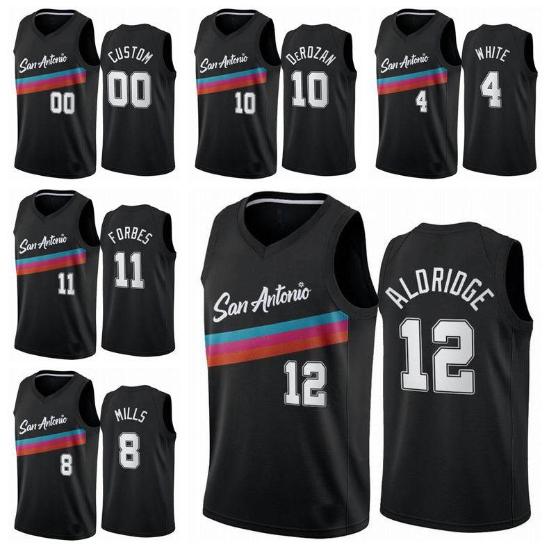 San Antonio&#132;Spurs&#132;Basketball Jersey LaMarcus 12 Aldridge 20 Ginobili 9 Parker DeMar 10 DeRozan Jerseys 2021 Men Kids Youth Black 01