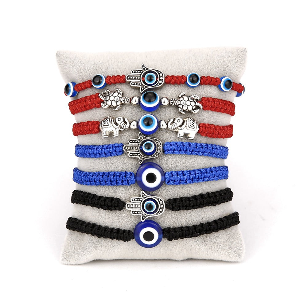 Hot selling new palm two round bead blue eye evil eye red rope knitting Adjustable Braid Cord Strand Braided Friendship Bracelets